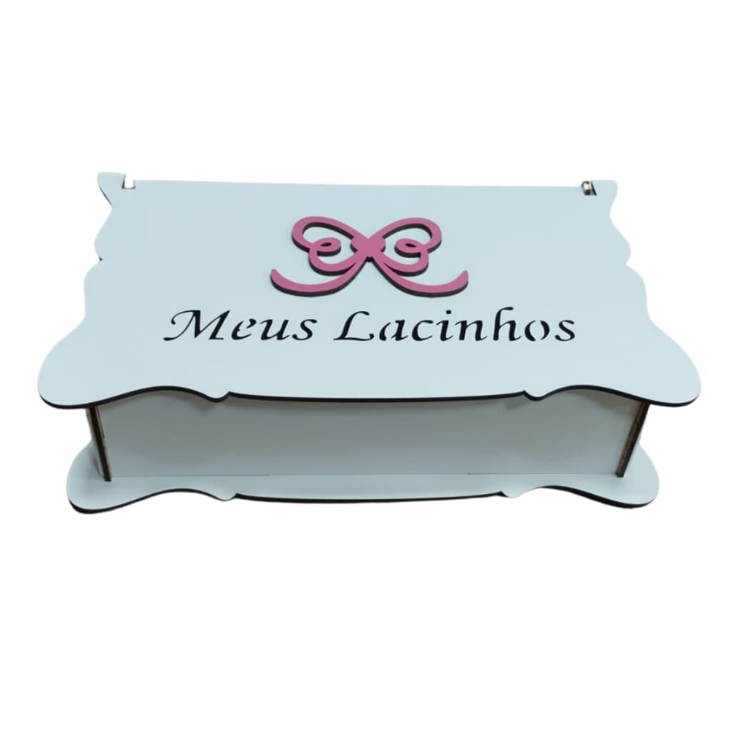 Caixa Porta Laços Mdf Caixinha Meus Lacinhos Bebê Com Tampa