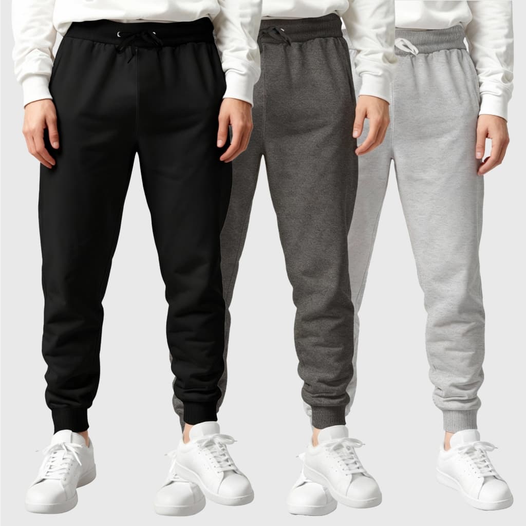 Kit 3 Calças Lisa Com Bolso Traseiro Masculina De Moletinho Confortável Casual Sem Bolso Lateral