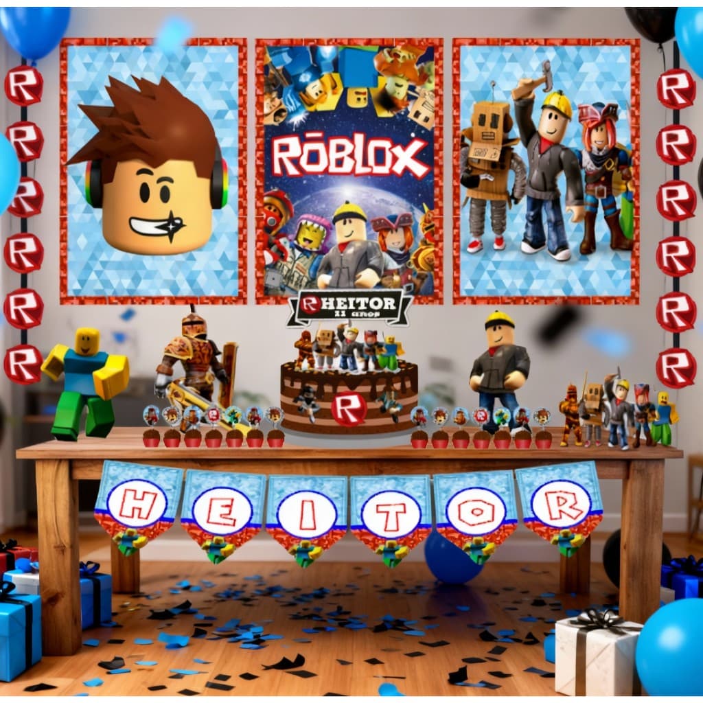 Kit Só Um Bolinho Decoração Festa em Casa Tema Roblox