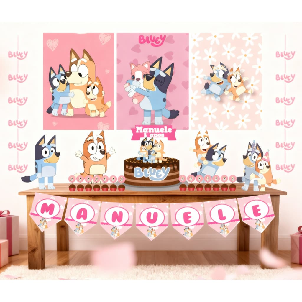 Kit Só Um Bolinho Decoração Festa em Casa Bluey Rosa