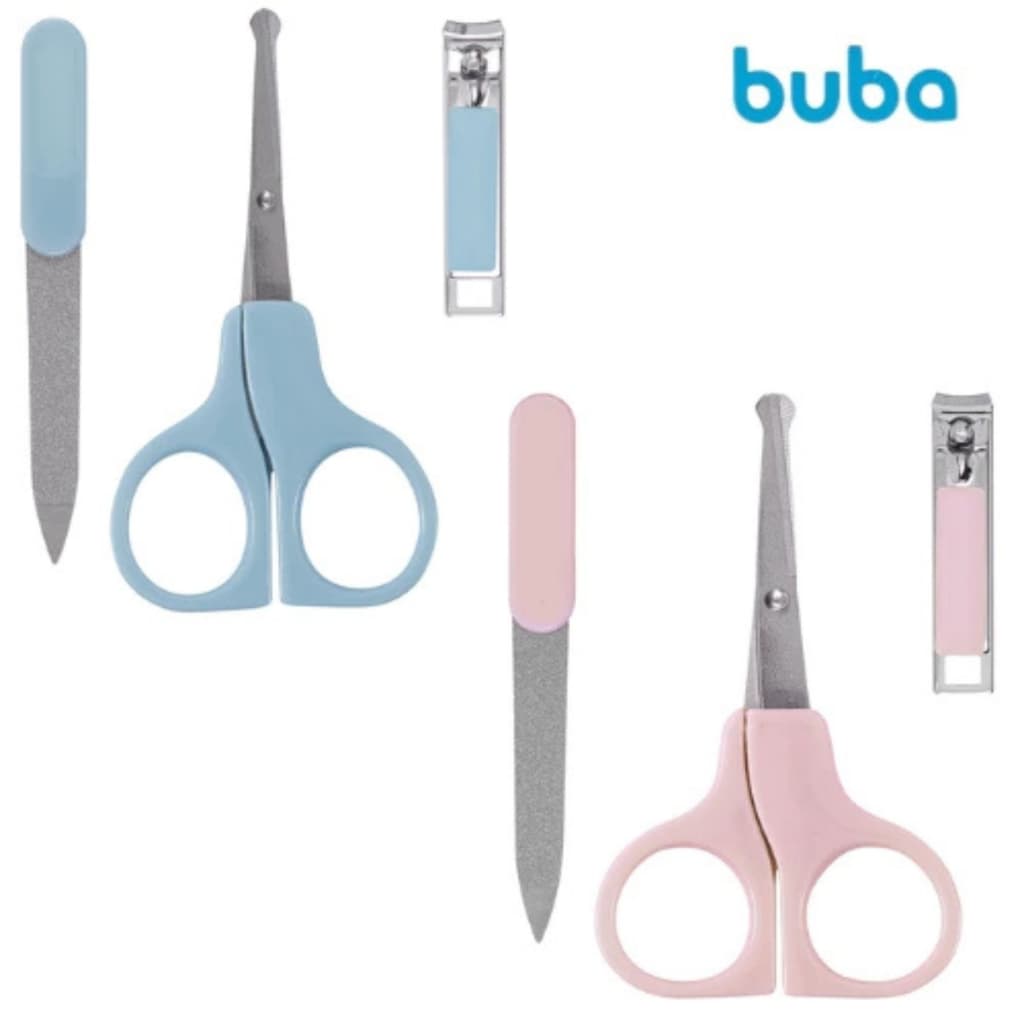 Kit Manicure Infantil Tesoura + Lixa + Cortador De Unhas Cuidados Higiene Recém Nascido Bebê