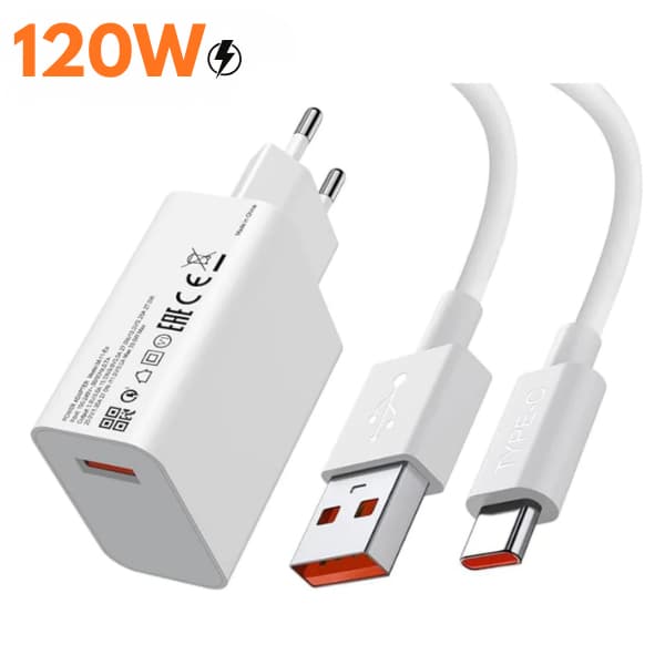 Kit Carregador Tipo C Turbo 120W Usb Carregamento rápido
