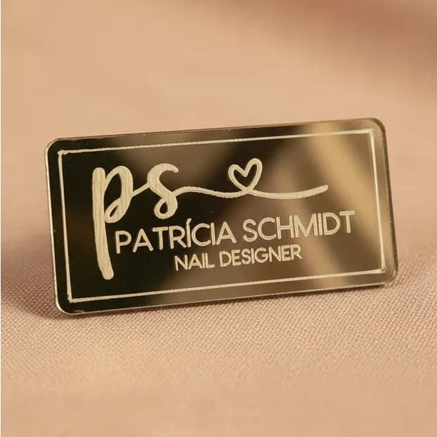 Broche Personalizado Acrílico Espelhado Profissional Identificação