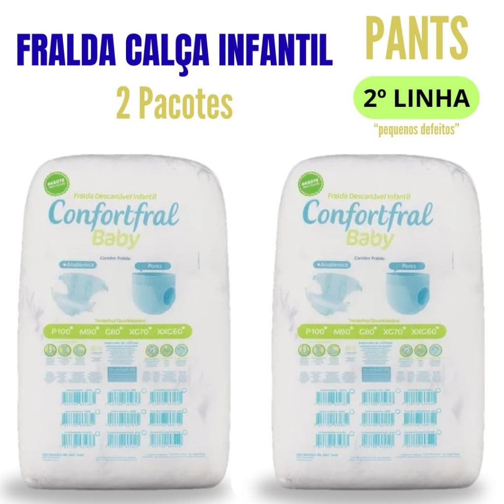 Kit 2 Pacotes Fralda Calça Confortfral Baby | Fralda Descartável com Ajuste Perfeito e Alta Absorção