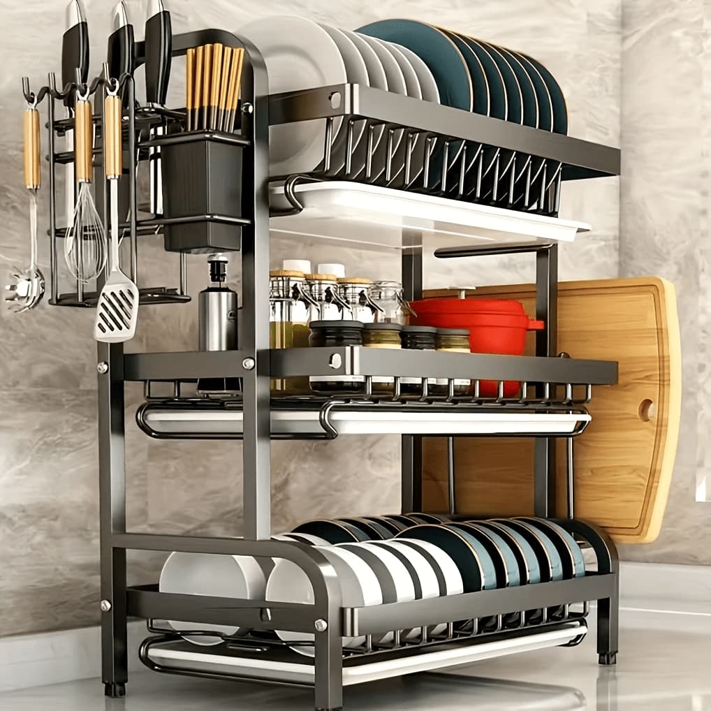 Escorredor De Louça Suspenso Kitchen Rack Aço Inoxidável Organizador Louça Preto