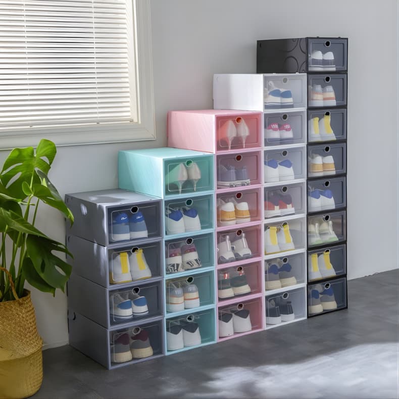 4/6/8/10 Caixas Organizadoras Para Sapatos Multiuso Com Tampa Flip