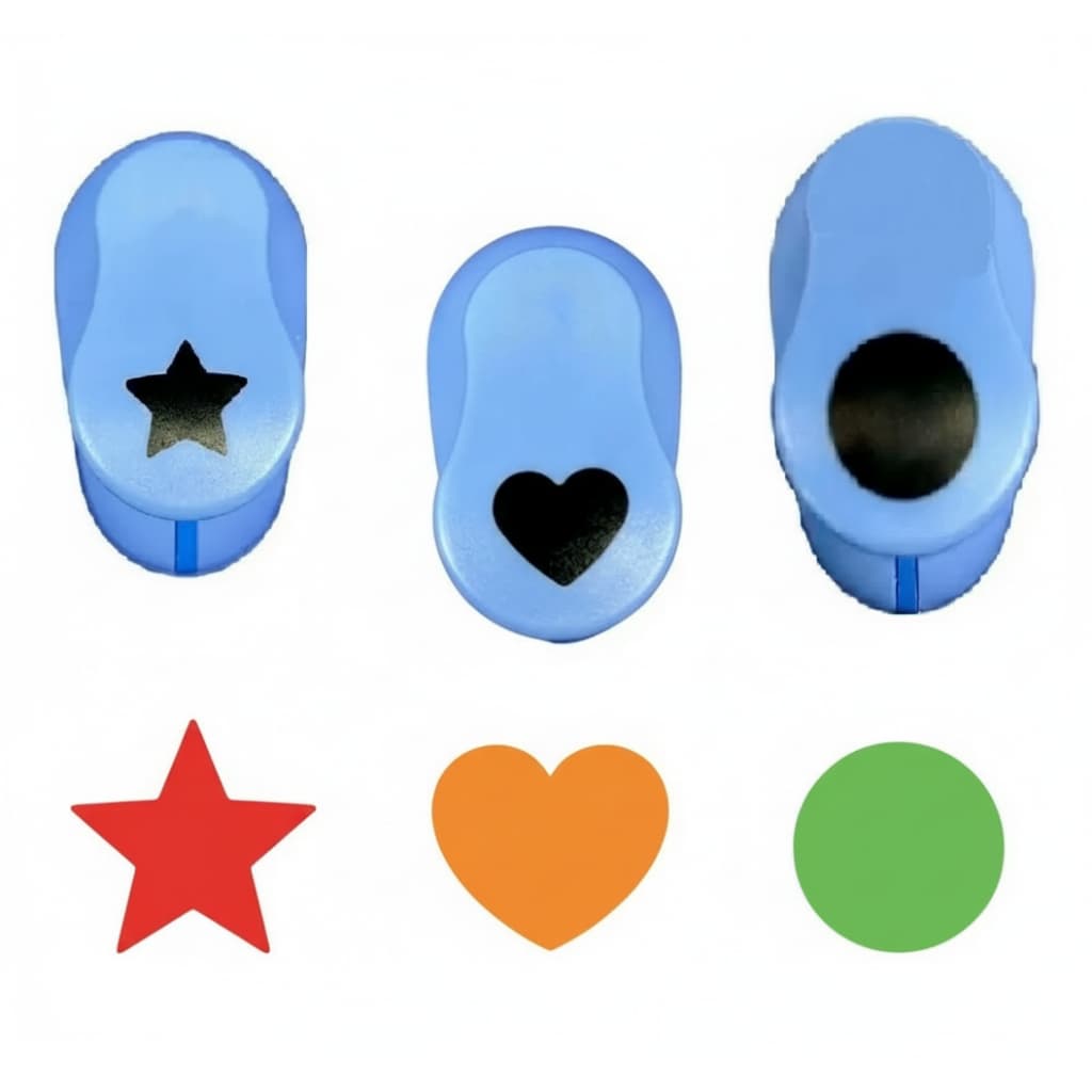 Kit 3 Cortador Perfurador Furador De Papel e E.V.A - 16mm - 1,6cm - CORAÇÃO - ESTRELA - CIRCULO