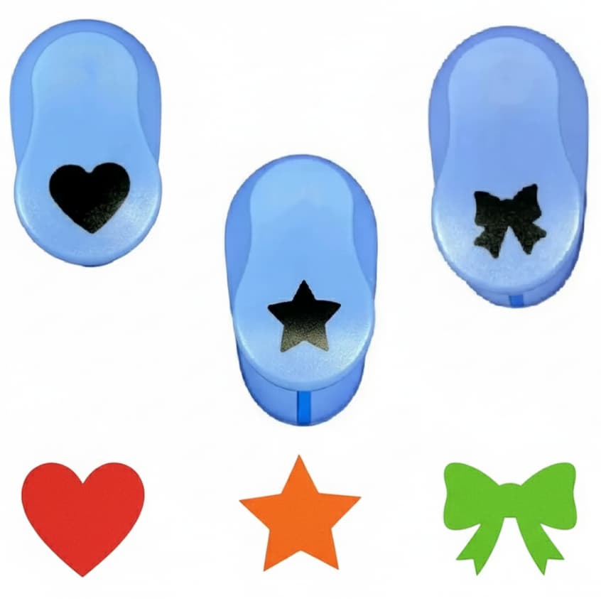 Kit 3 Cortador Perfurador Furador De Papel e E.V.A - 16mm - 1,6cm - CORAÇÃO - LAÇO - ESTRELA