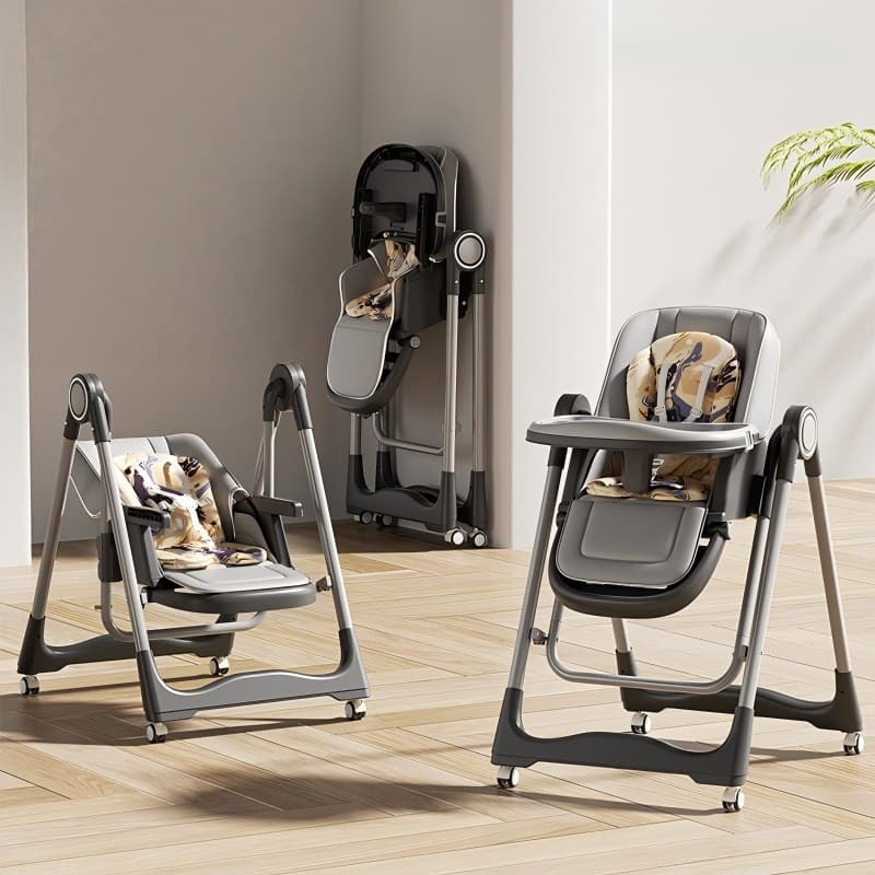 Cadeira 3 em 1 Luxo 9 Alturas Multifuncional Alimentação, Baloiço, Repouso Reclinável Luxo menino menina