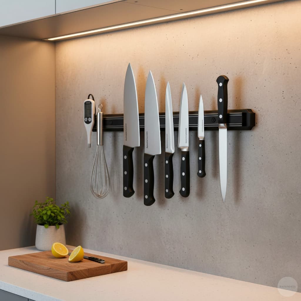 Barra Magnética Imã Suporte Para Facas e Ferramentas Parede Cozinha Churrasqueira 50 ou 33cm Envio Imediato