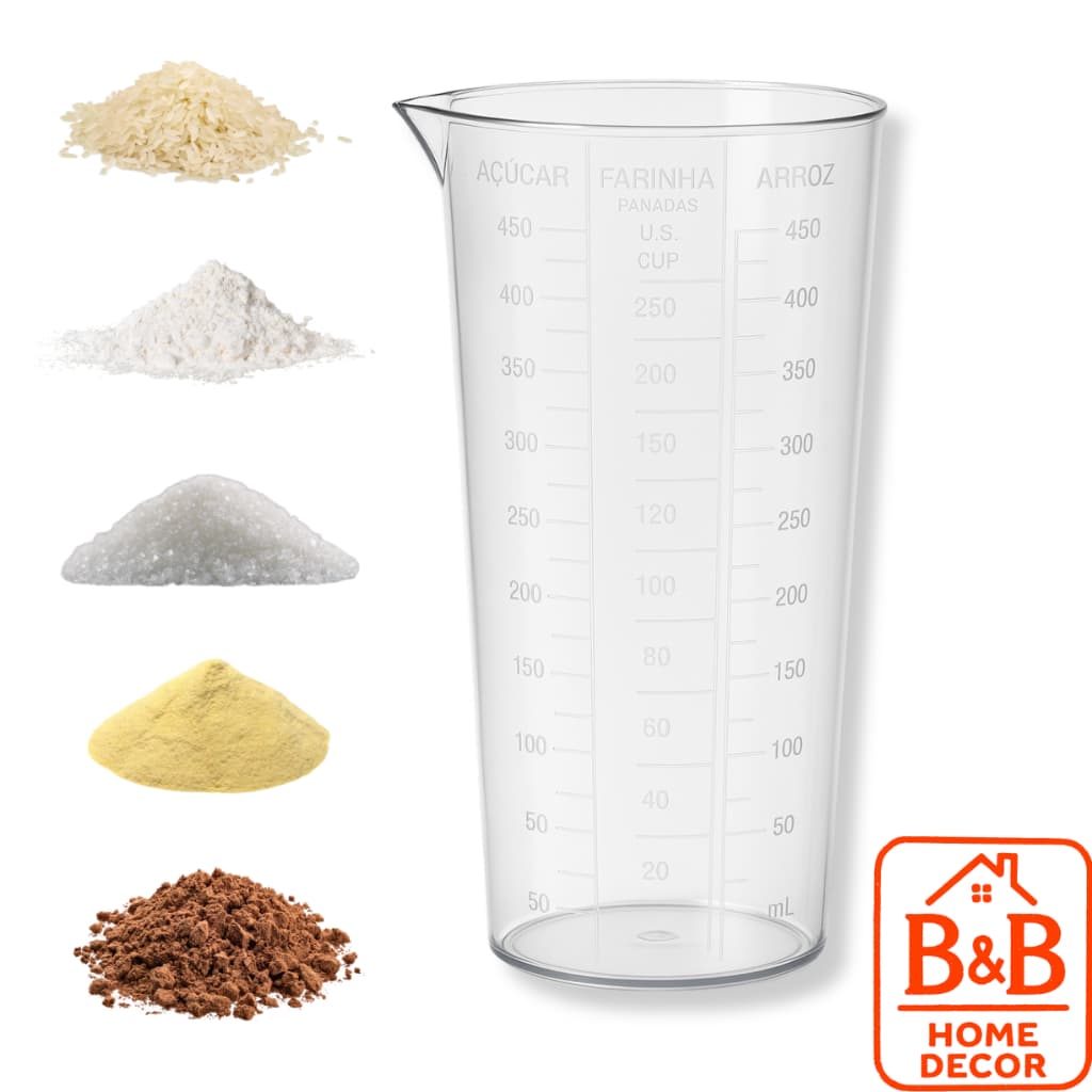 Medidor de Cozinha 500ml Copos Graduados com Marcação em Relevo Resistente