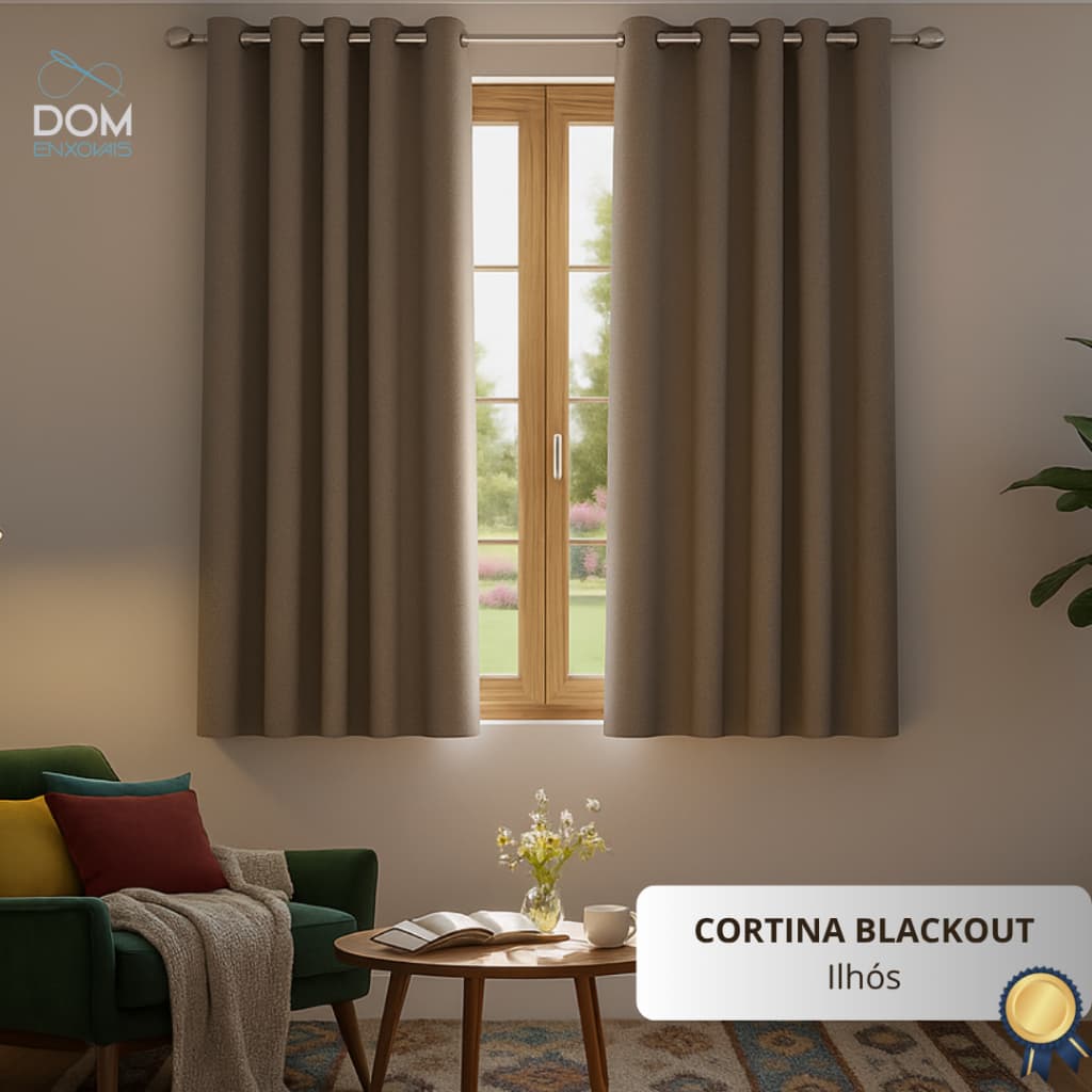 Cortina Blackout Premium 2,20m x 1,30m - Modelo para Varão/Ilhós - Corta LUz