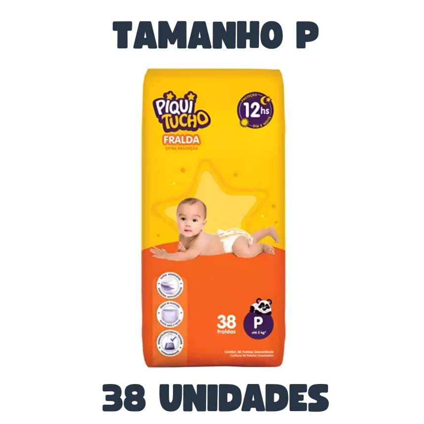 Fralda Infantil Piquitucho 38 Unidades - Tamanho P