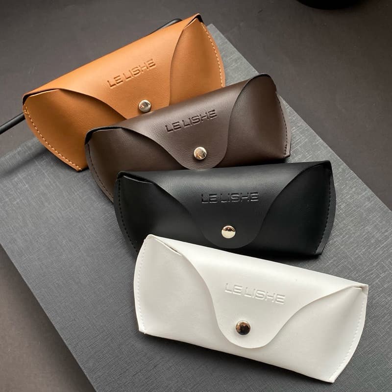 Estojo Le Lishe bolsinha case capa porta óculos de sol em couro sintético carteira bolsa com abertura de botão