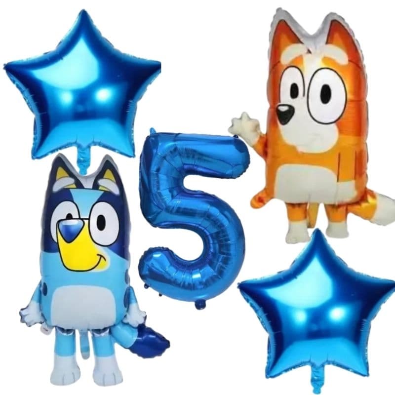 Kit 5 balões Bingo e Bluey
