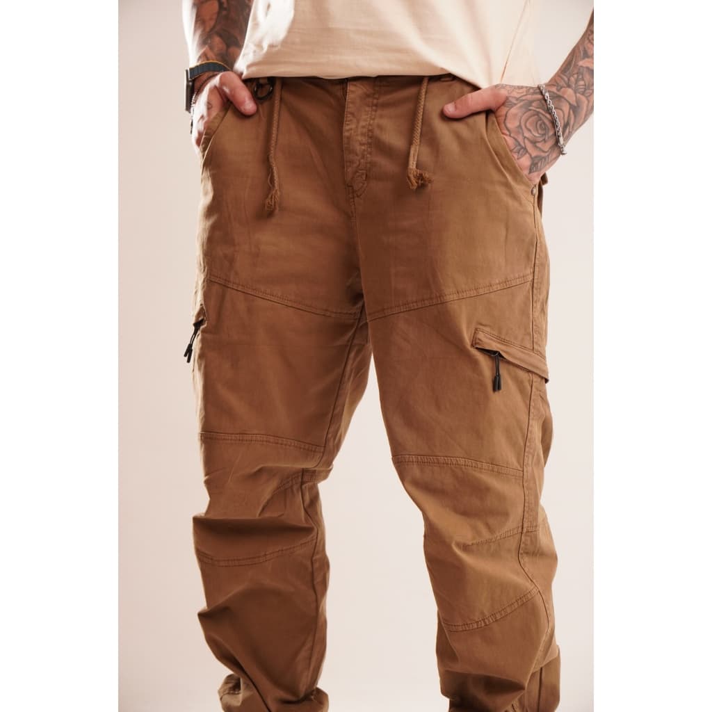 Calça Jogger Cargo Masculina Sarja Premium com Bolsos Laterais – Streetwear Casual Confortáv