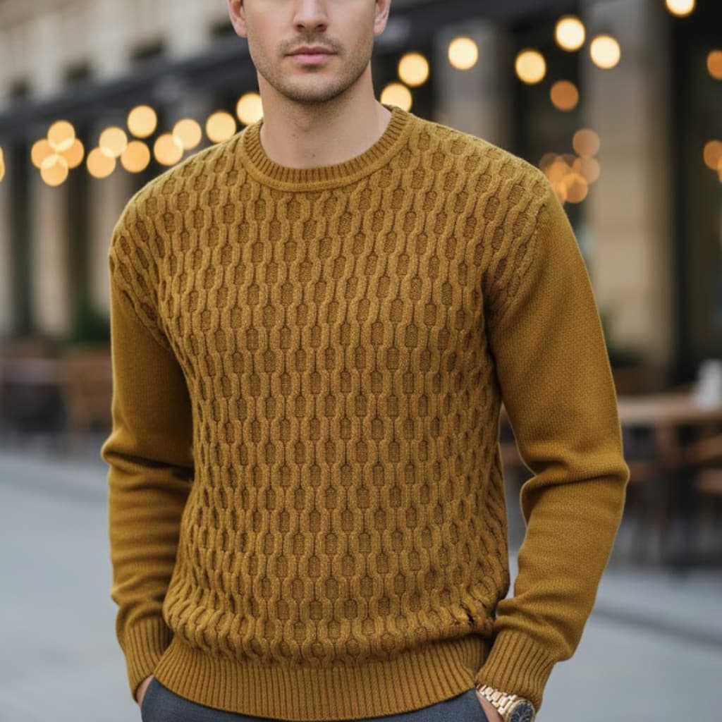 Suéter Masculino Tricot Aram Blusa Masculina tricot Manga Longa Casual Gola Redonda EleganteP M G GG