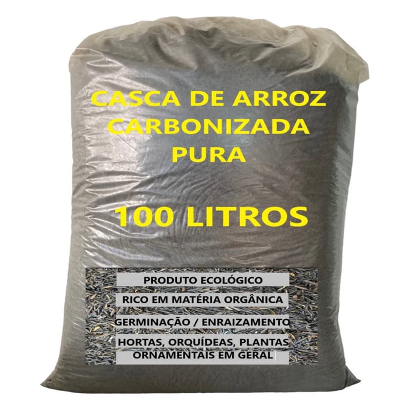 100 Litros Palha Casca De Arroz Carbonizada Substrato Planta