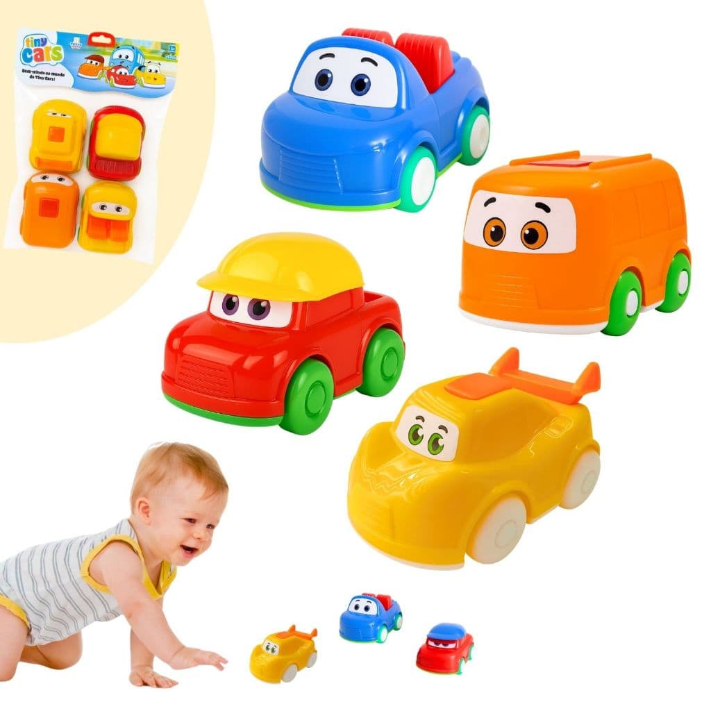 Kit 1/4/8 Carrinhos Educativos Didático Sensorial Infantil Colorido Carro Kombi Com Rodas Menino Bebê