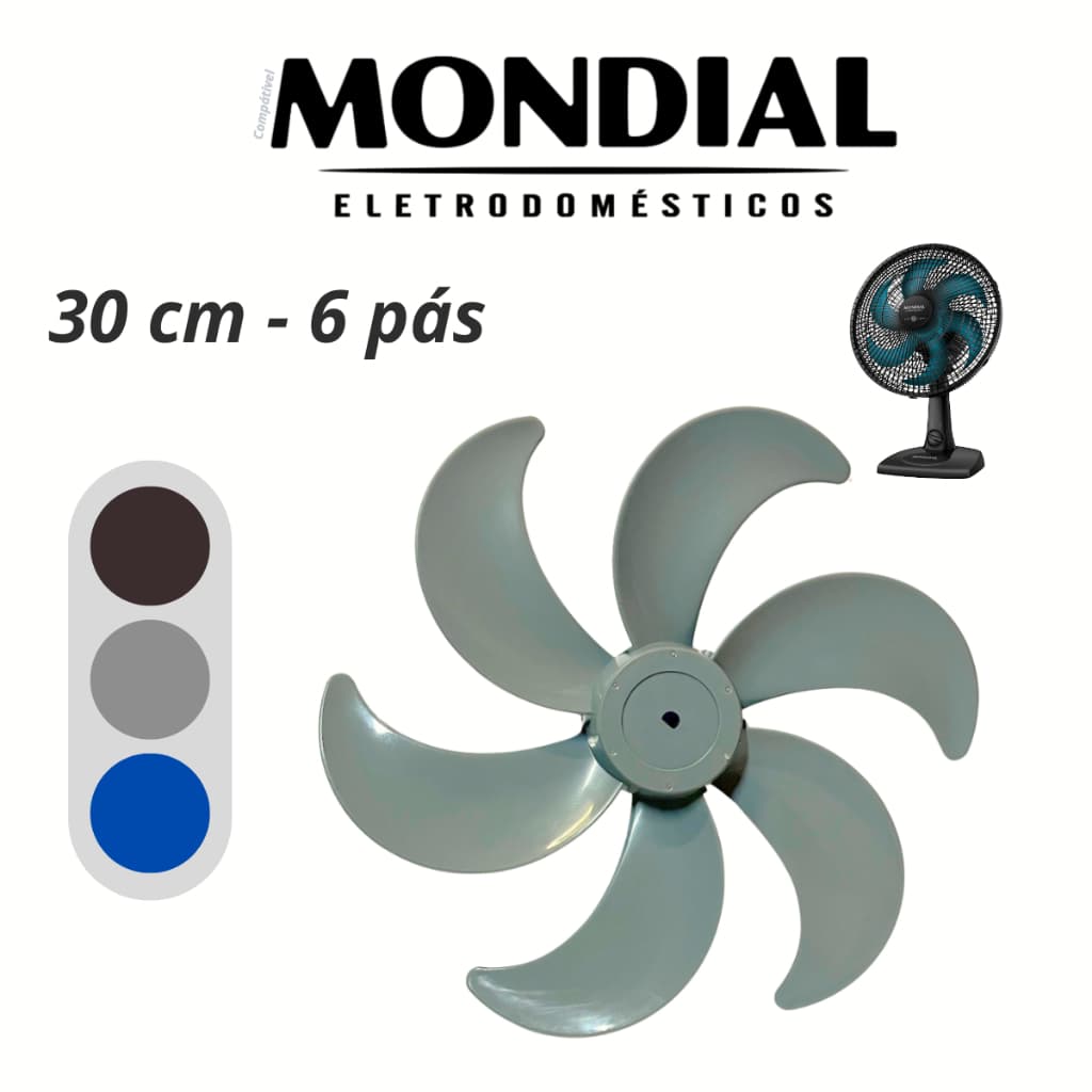 Hélice 30cm 6 Pás para Ventilador 30cm Compatível com Mondial