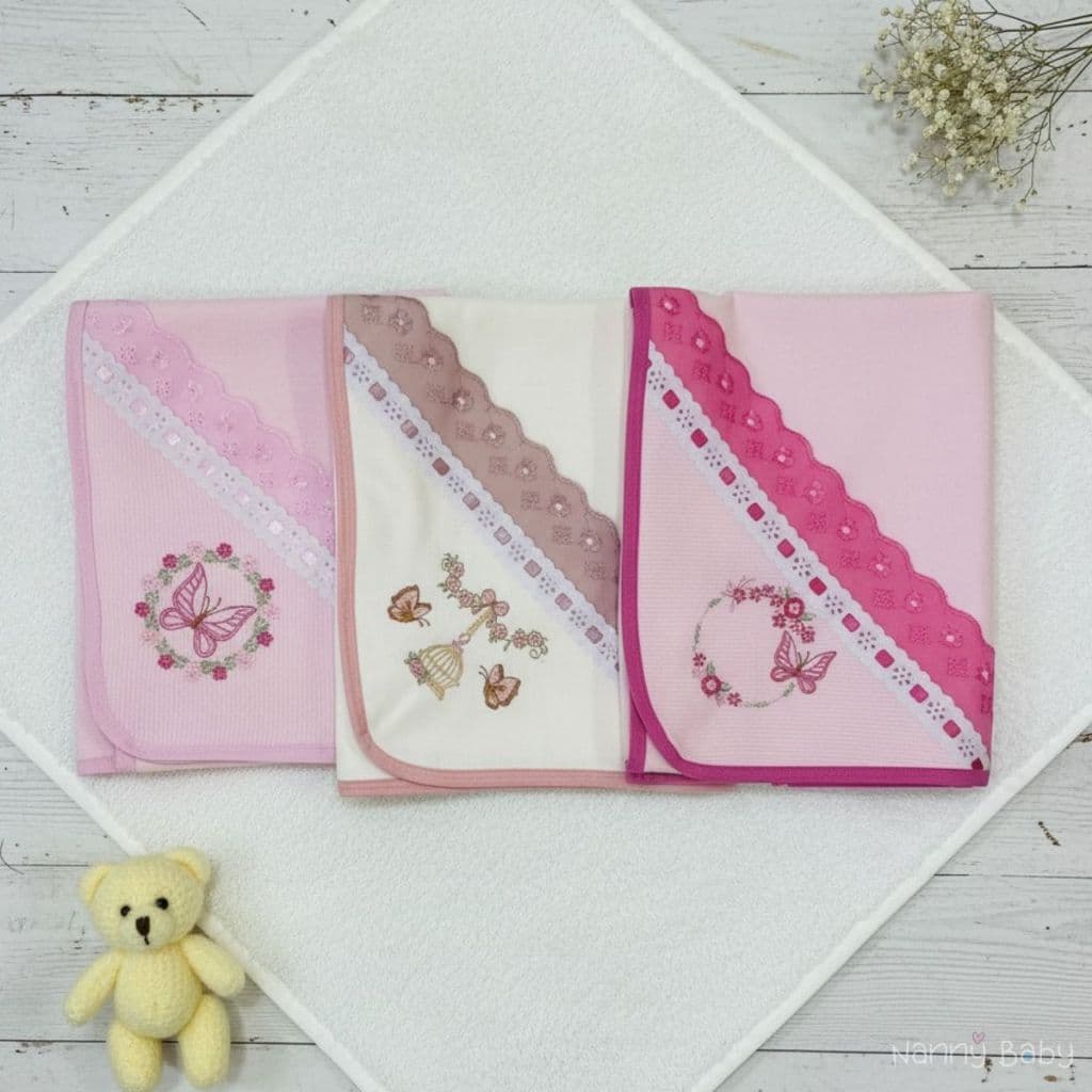 Kit 3 Cueiro Flanelado Bebê 80x80cm 100% Algodão Flanela Ideais para Enxoval Recém-Nascido Cueiro Flanelado Bebê