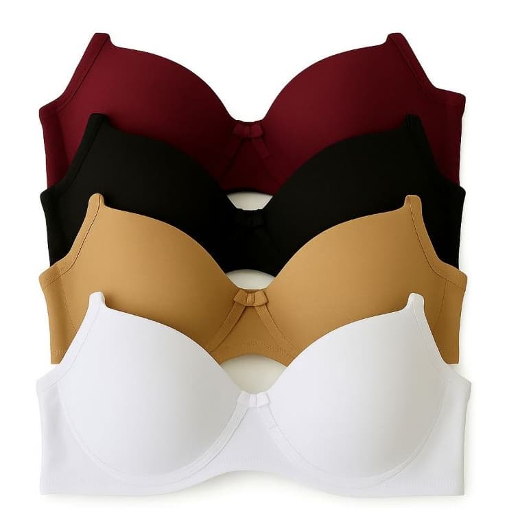 kit Com 4 peças de Sutiãs com bojo Básico Reforçado de Microfibra Conforto diario Sustenção Lingerie