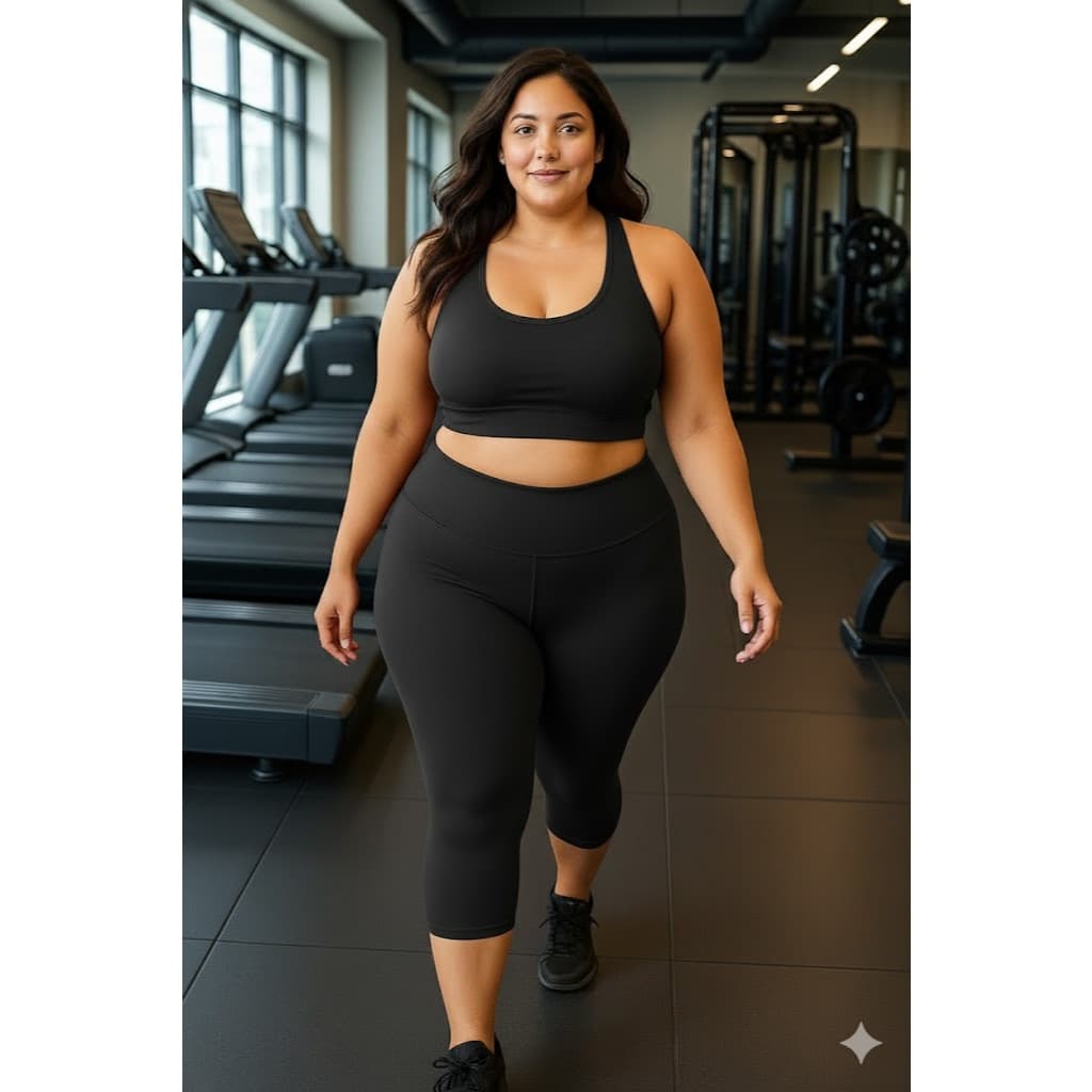 CONJUNTO KIT CAPRI CORSARIO + TOP CROPPED NADADOR PLUS SIZE DO GG AO G4