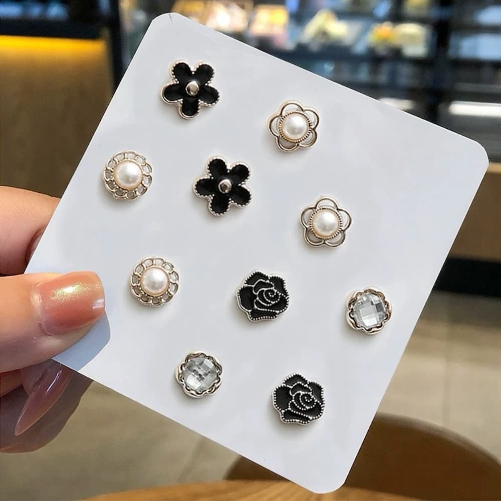 10 Peças (5 Pares) Mini Pin Botton Roupa Sortidos