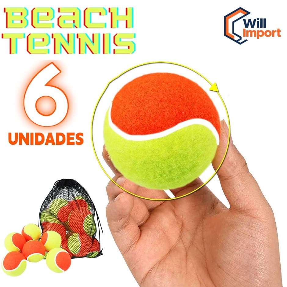 Kit 6 Bolas Beach Tennis Tenis Praia Treino Esporte e Areia Bolinhas