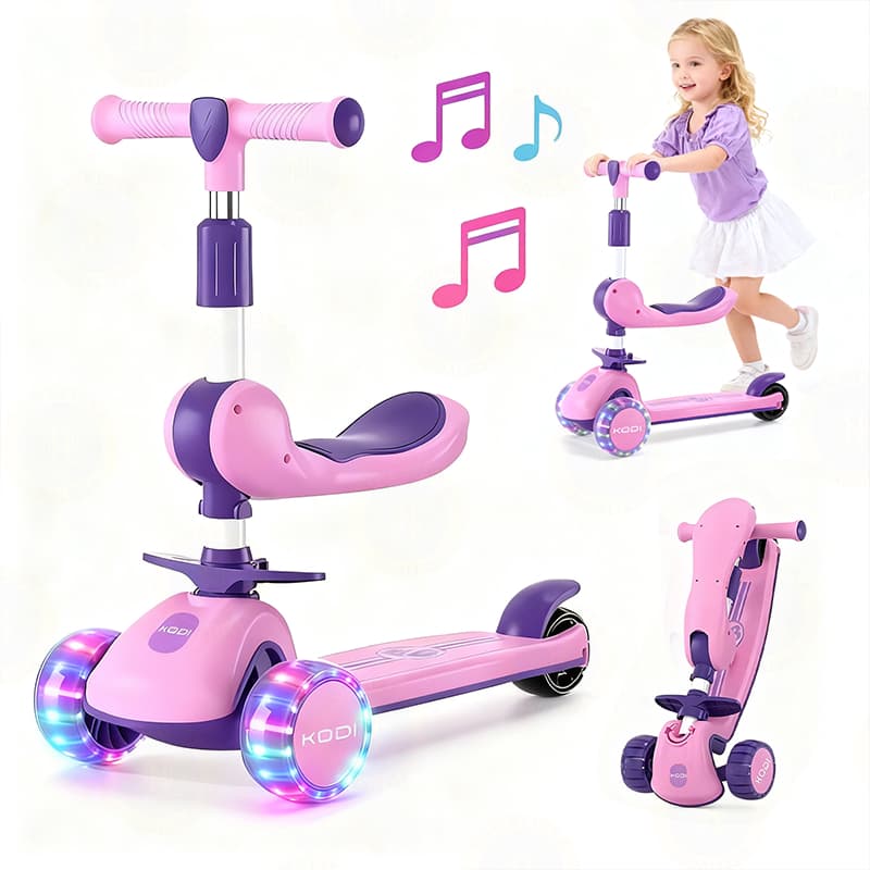 Patinete Infantil com Led Som Musical Dobravel e Guidão Ajustável até 60Kg Menino Menina P15