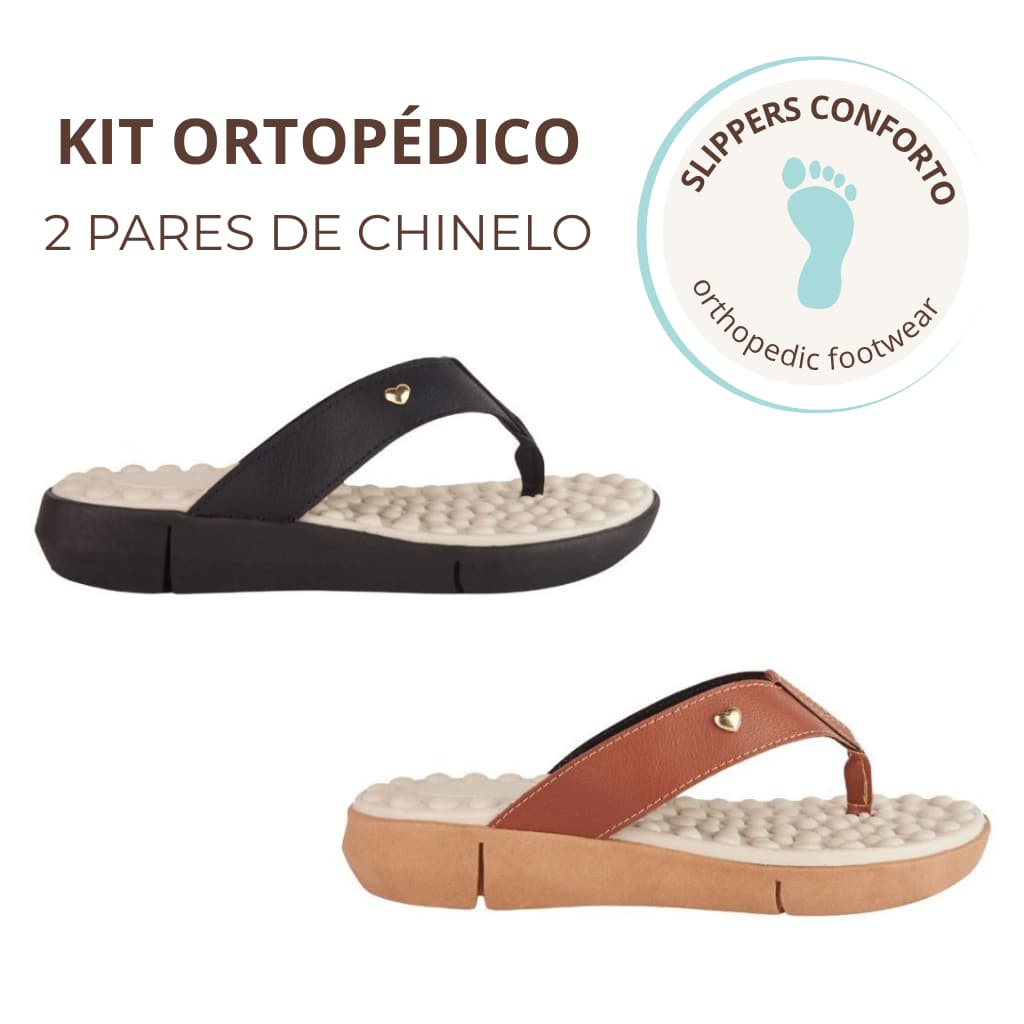 Kit 2 Pares Chinelo Feminino Ortopédico Tamanco Esporão Sola Eva Massageadora Confortável