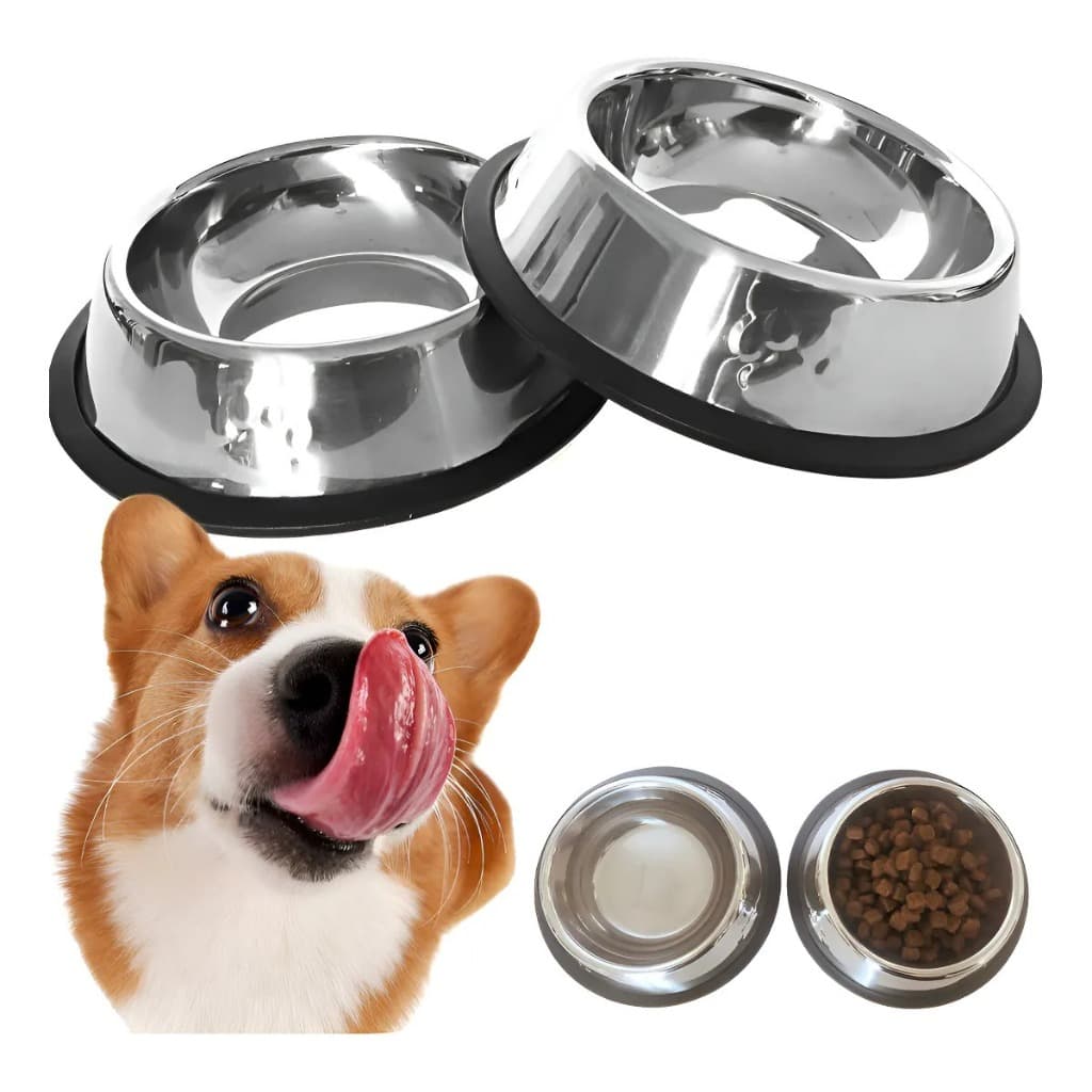 Comedouro e Bebedouro Vasilha Inox para Cães e Gatos