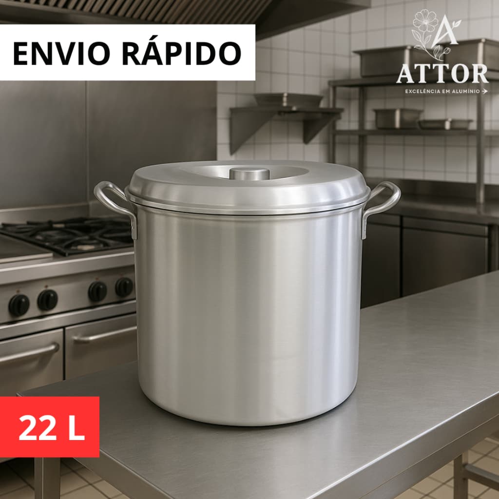 CALDEIRÃO HOTEL N30 22L EM ALUMÍNIO REFORÇADO E ALÇA FUNDIDO, LATA DE ARMAZENAR CARNE NA BANHA, LATÃO DE ALUMÍNIO