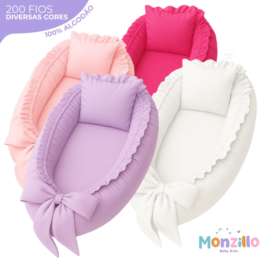Ninho Redutor de Berço Babado Percal 200 Fios Algodão