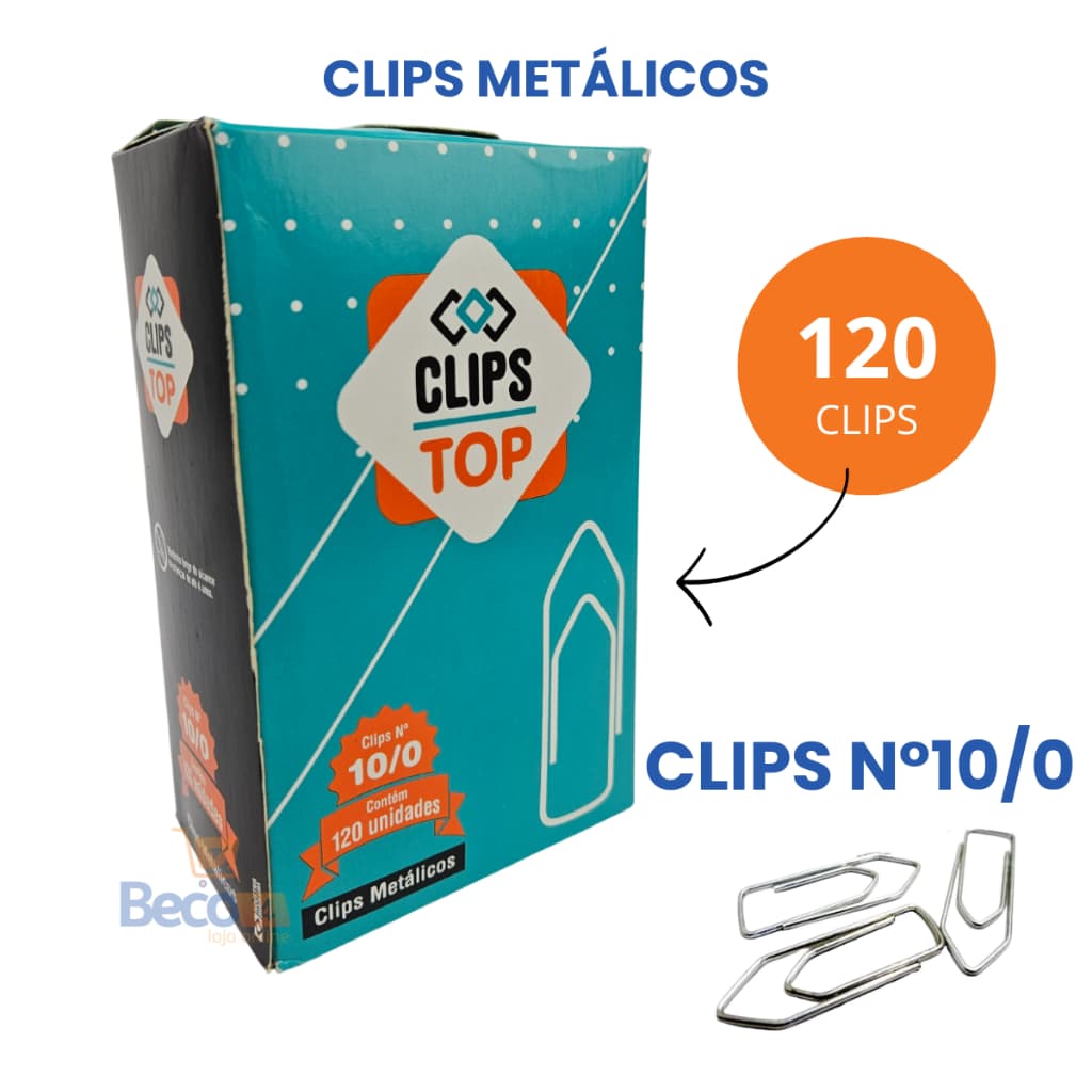 Clips Metálico Top Aço Galvanizado Para Papel N° 10/0 Caixa 120 Unidades