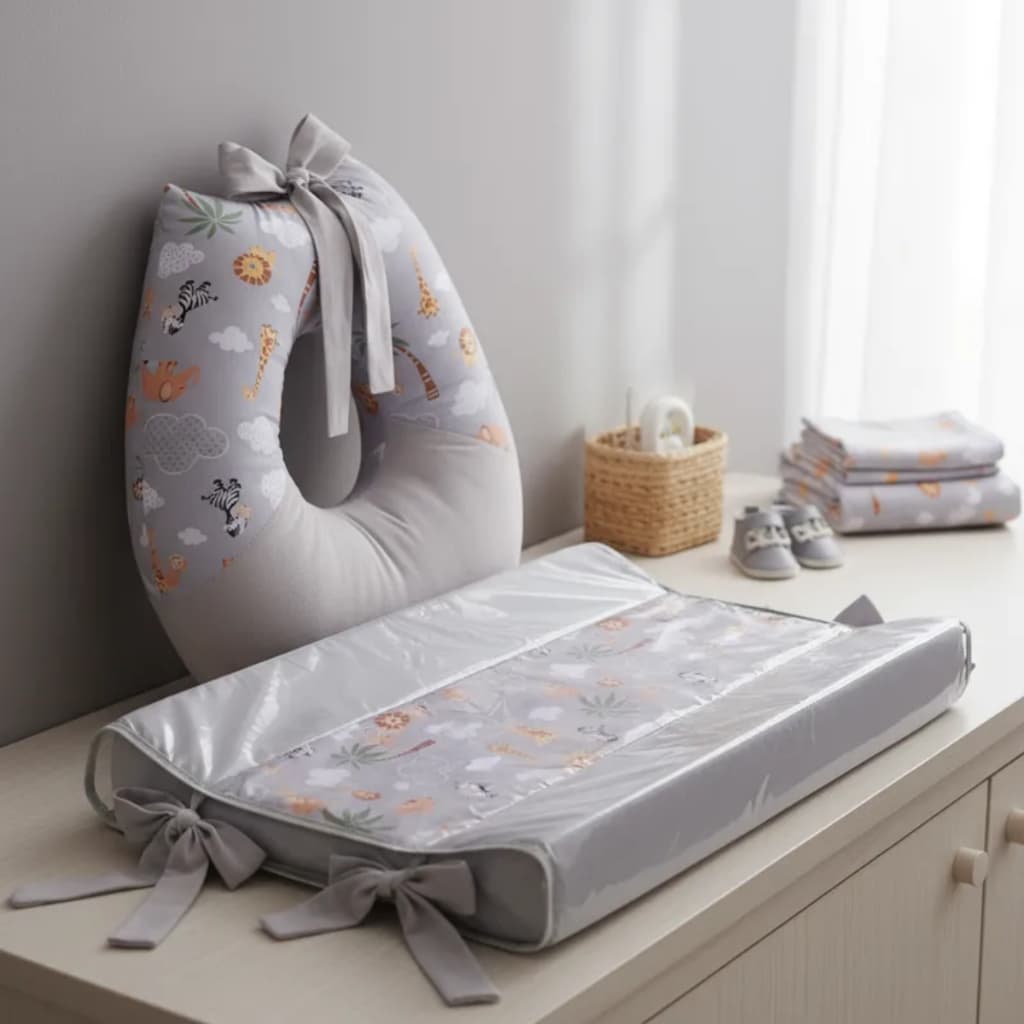Trocador De Comoda Para Bebê + Almofada de Amamentação Kit Recém-Nascido