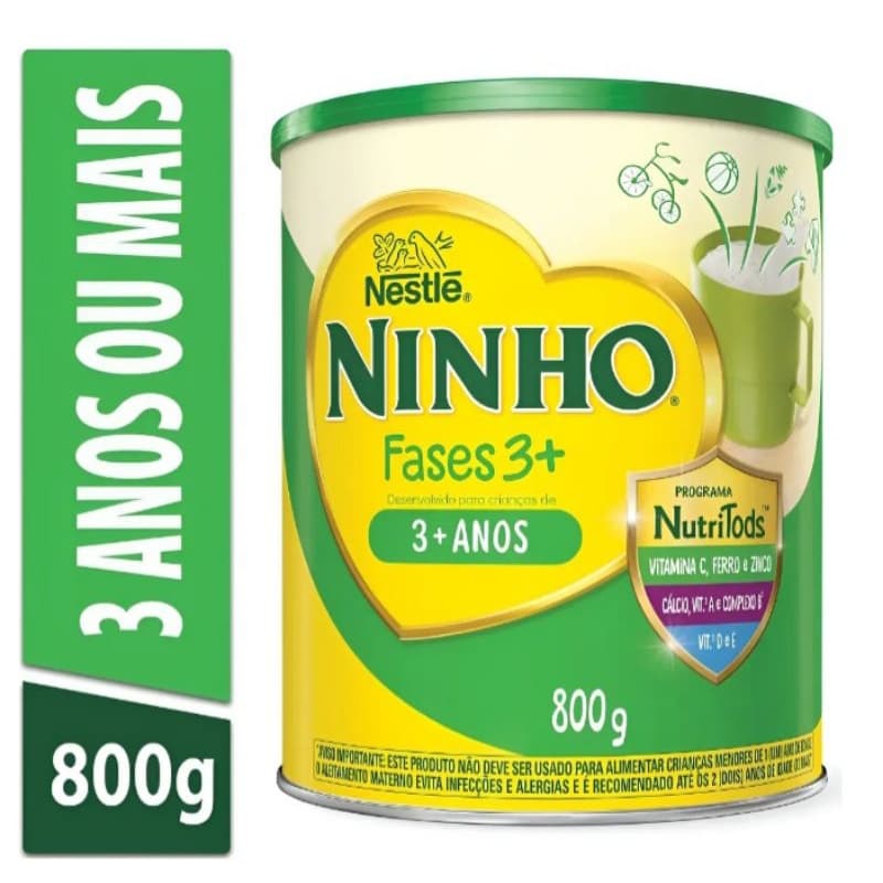 kit 02 Latas Leite Ninho 3 anos+ com Vitaminas e Minerais Ajuda no Crescimento 800g Nestlé