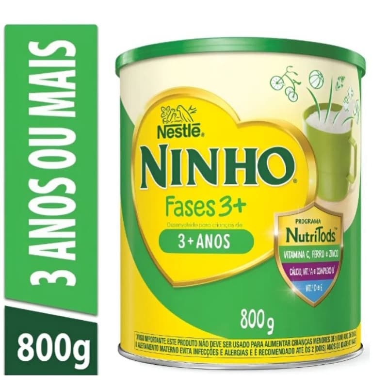 Lata Leite Ninho 3 anos + com Vitaminas e Minerais Ajuda no Crescimento - Nestlé 800g
