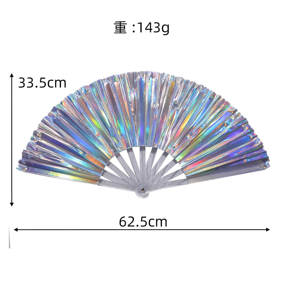 Leque Grande Brilho Holográfico Raves Baladas Festivais Show Carnaval Decoração