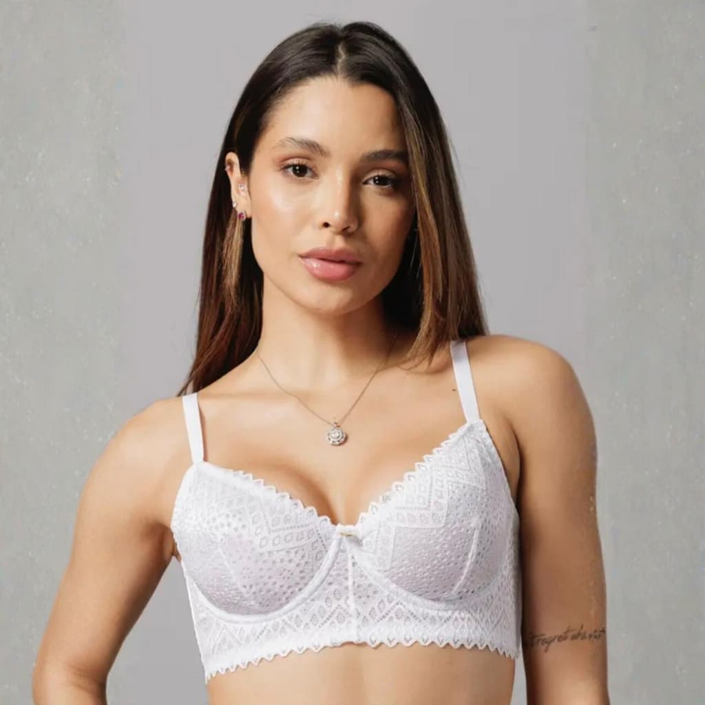 Sutiã Sem Bojo em Renda com Aro Reforçado Excelente Sustentação e Alça Regulável Plus Size