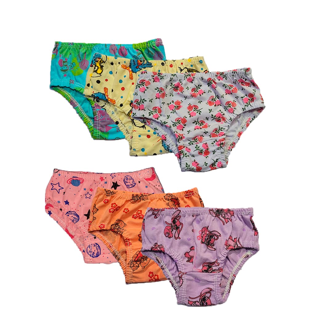 Kit 6 Calcinhas Infantis 100% Algodão Tradicional Menina Moça