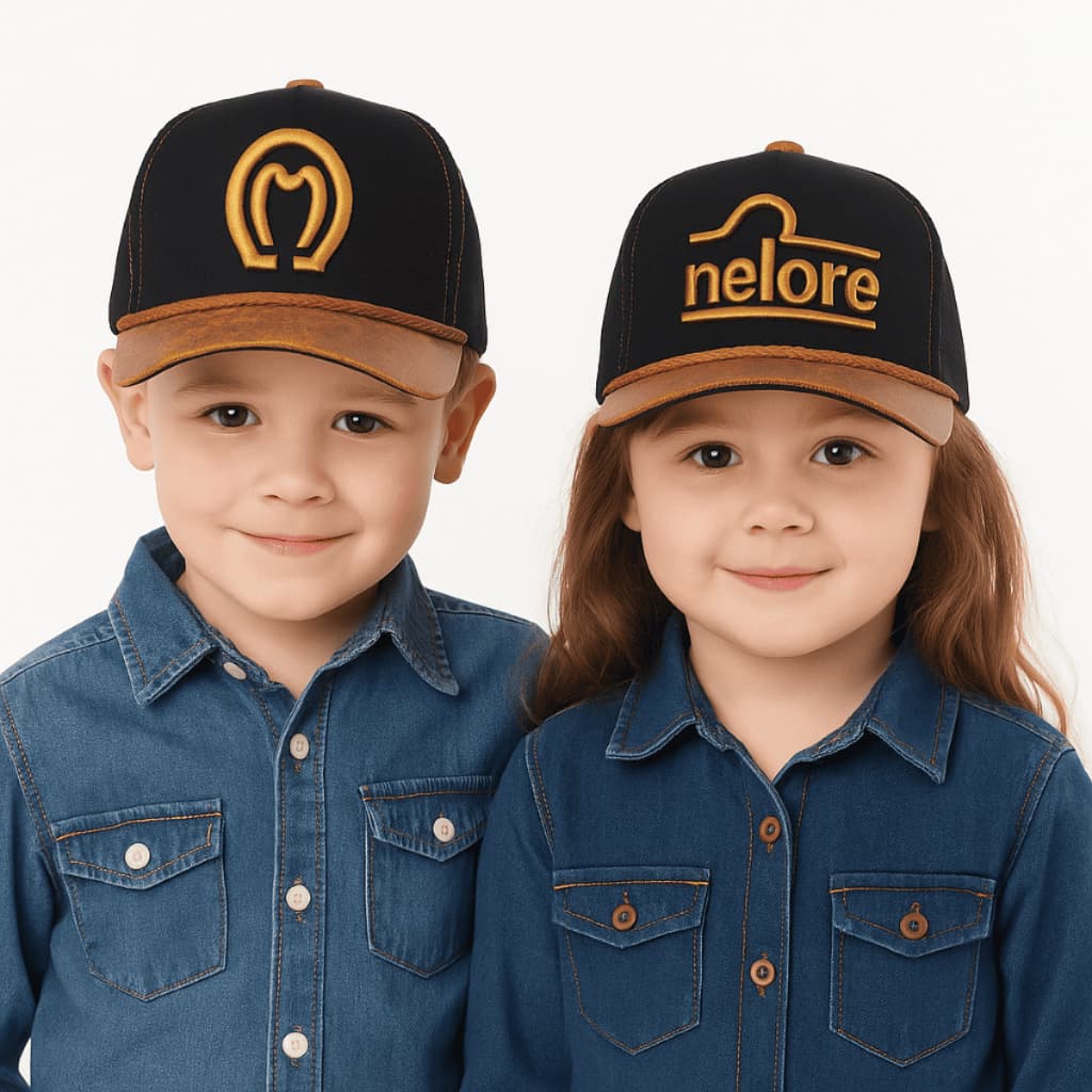 Boné Chapéu Infantil Country Menino Menina 2 a 6 anos Cowboy Rodeio Cavalgada Sertanejo Aba Curva