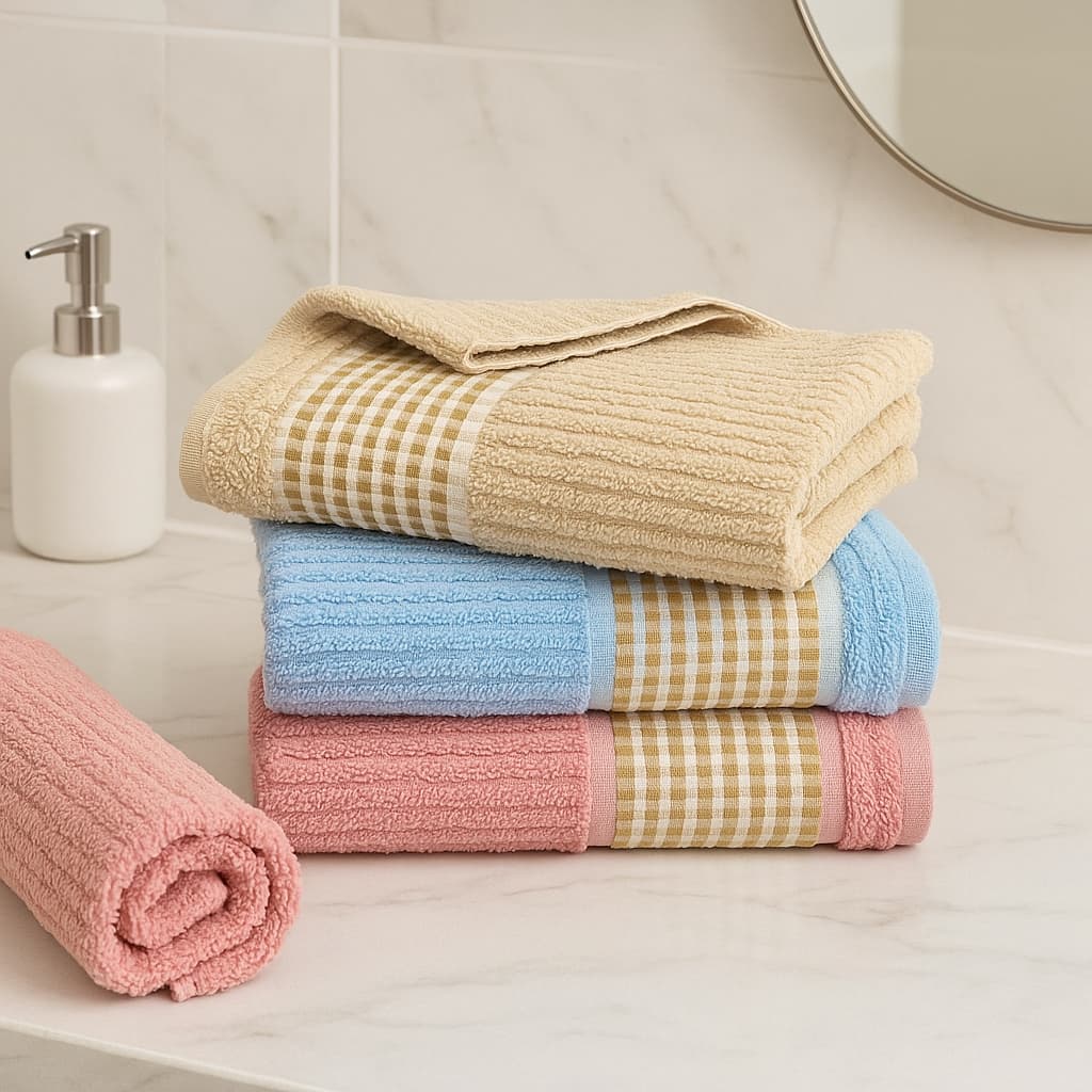 KIT 3 TOALHAS DE BANHO CANELADA 75X140CM  CORES SORTIDAS