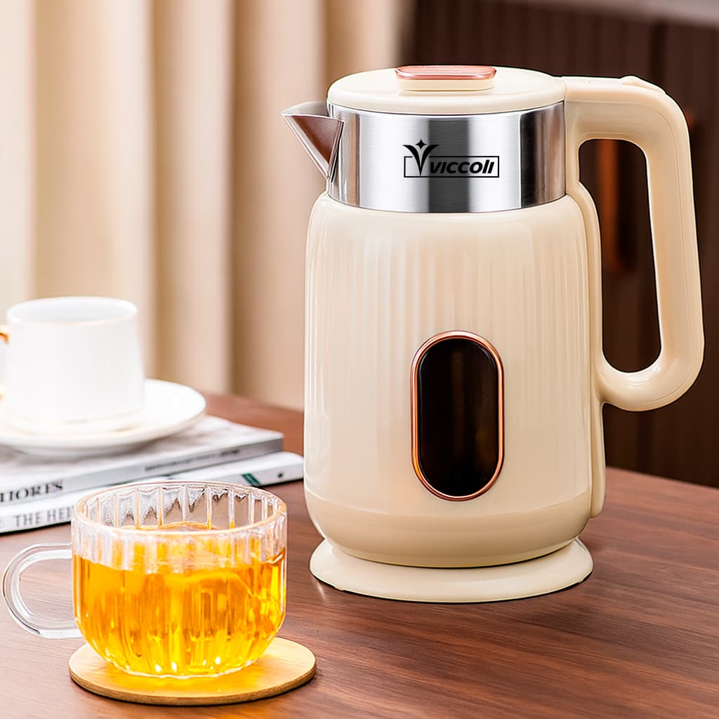 Chaleira Elétrica Térmica Moderno 2.5L Azul e Bege 1800W 110V/220v Viccoli