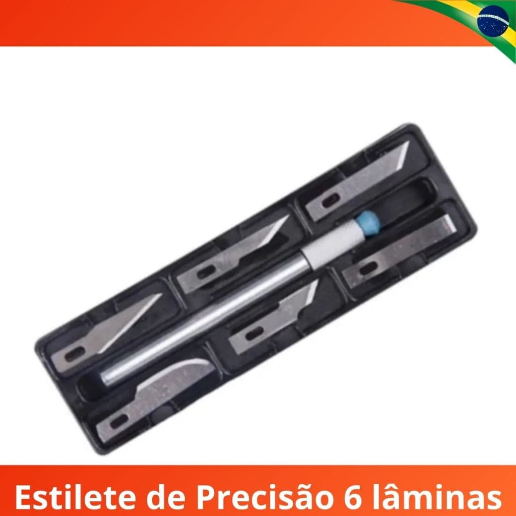 Estilete de Precisão 6 Lâminas Estojo de Estilete Bisturi Artesanato Estilete de Inox