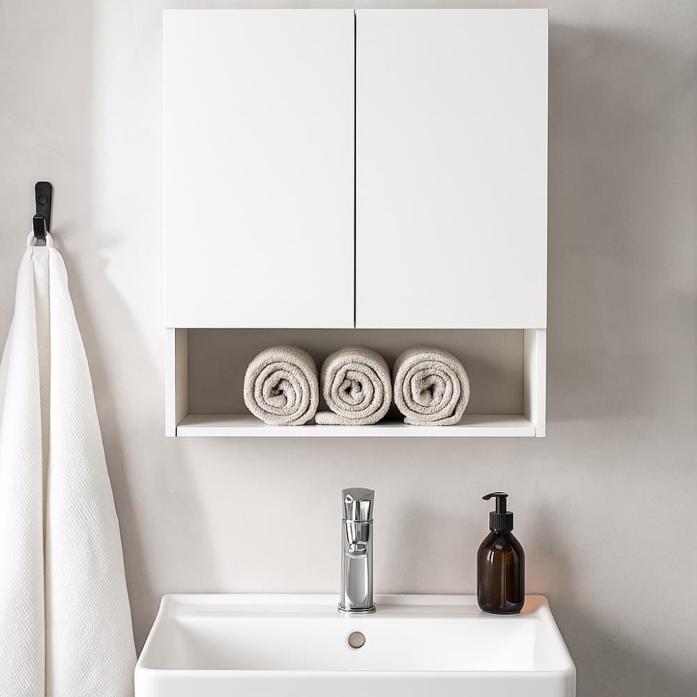 Armário Aéreo Cozinha Nicho Suspenso Parede 2 Portas Lavanderia Banheiro Modulado Compacto