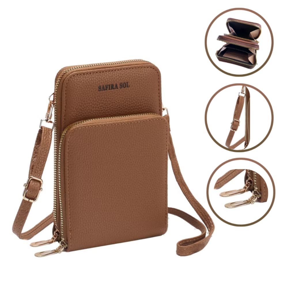 Bolsa Pequena Transversal Feminina Porta Cartões e Celular com Alça Longa Removível Dia a Dia