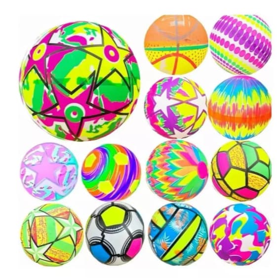 KIT COM 25/20/15/10/5 BOLA DE PRAIA FESTA VINIL INFLAVEL INFANTIL COLORIDA PERSONALIZADA