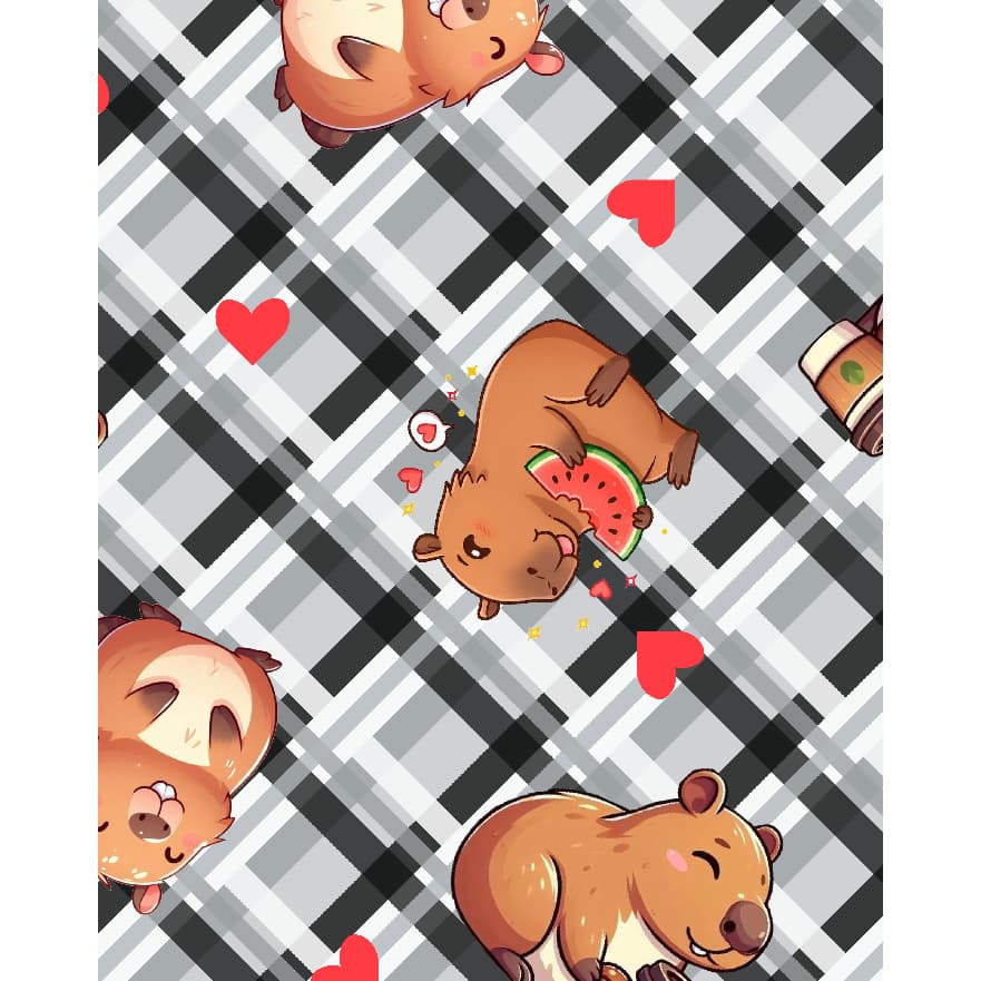 Tecido TRICOLINE MISTA Estampa Digital - capivaras