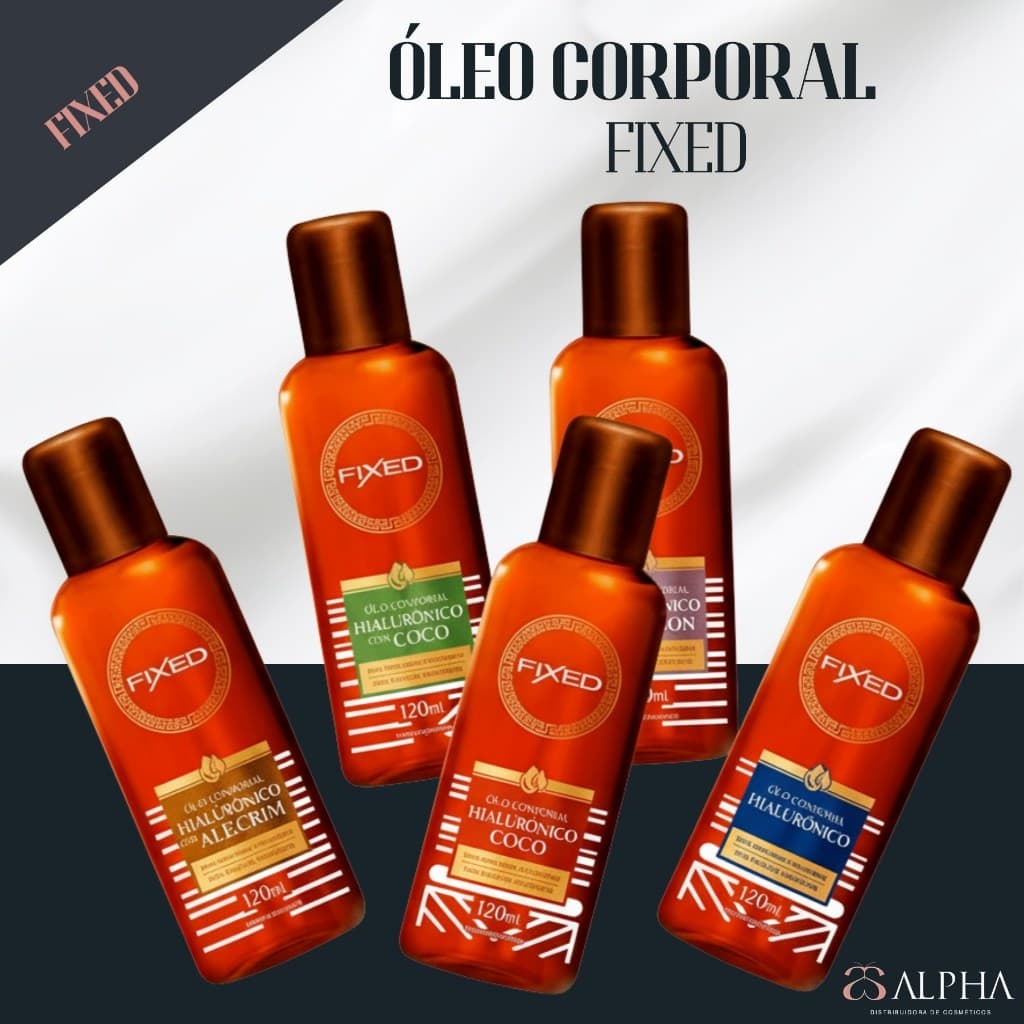 Kit com 2 Óleo Corporal FIXED 100ml  Hidratação Intensa, Perfume Duradouro e Brilho Natural